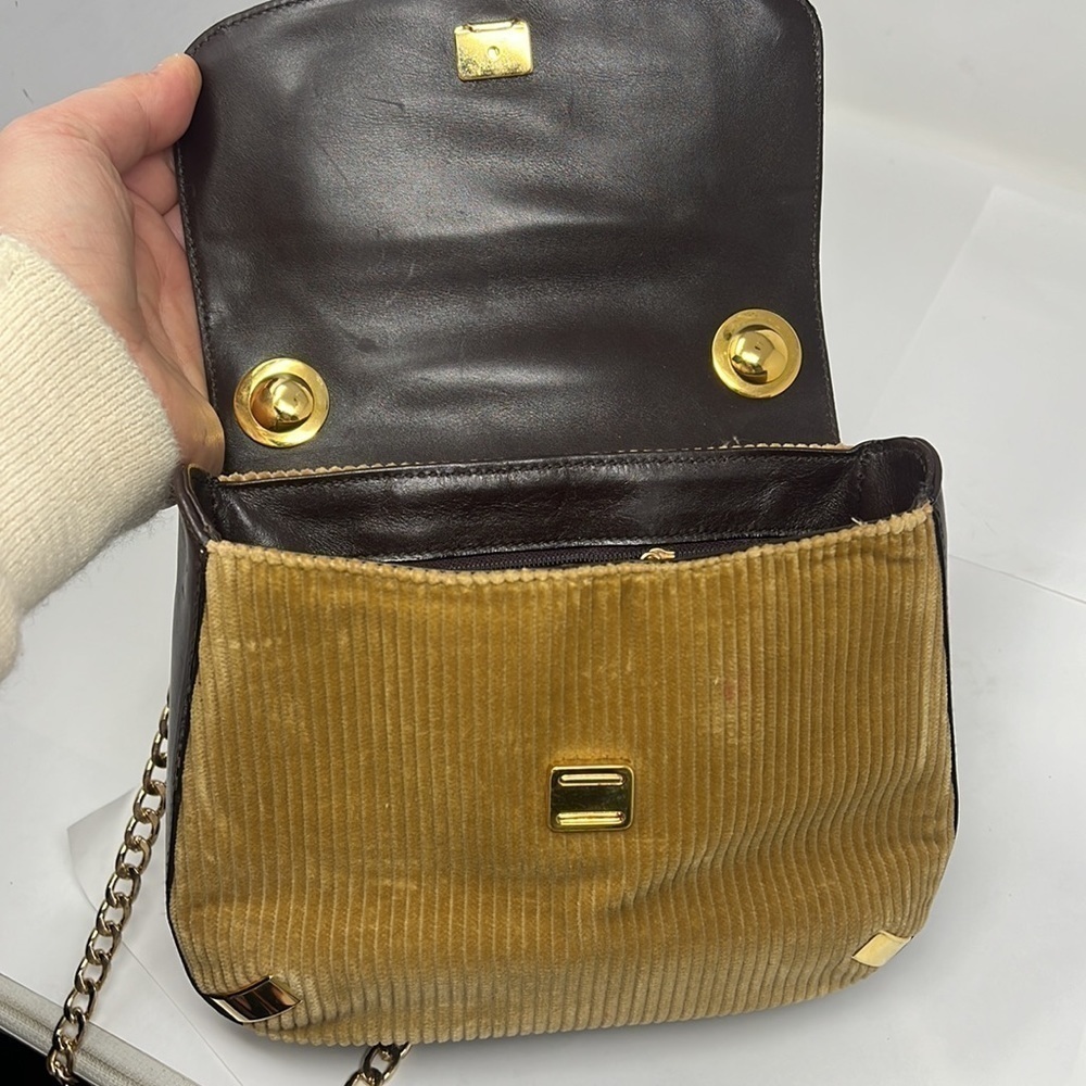 Dolce & Gabbana Vintage Corduroy Leather Handbag Crossbody Chain - Picture 15 of 16